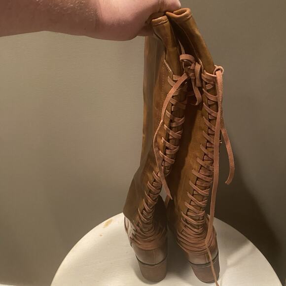 Women's ETC Knee High Boots Tie In Back Size 7/8M - Picture 4 of 7